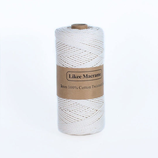 Fil Macramé Torsadé 2mm 150m Blanc Coton