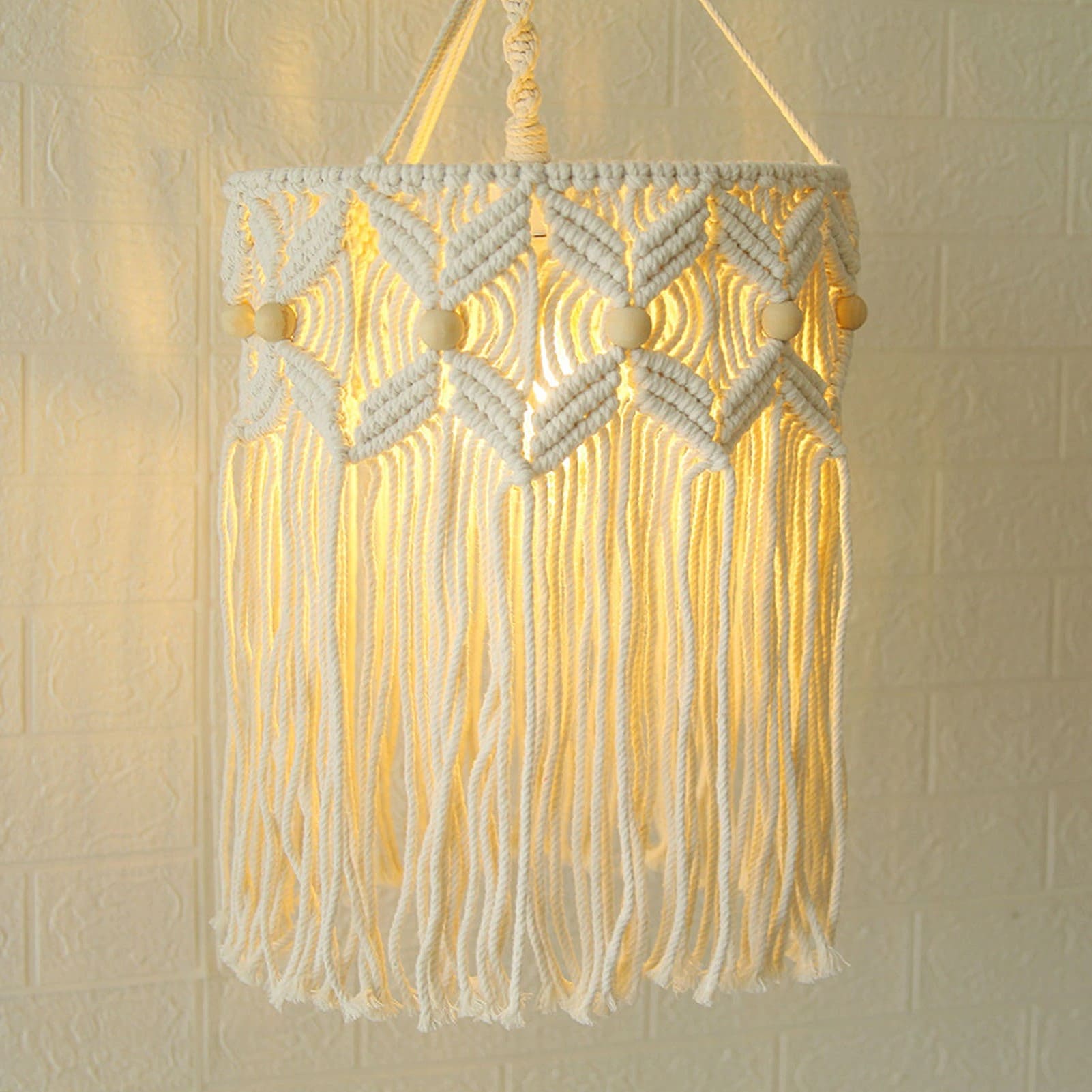 Abat Jour Bohème en Macramé Naturel