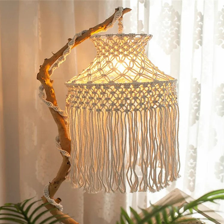 Abat Jour Bohème Macramé Coton Naturel