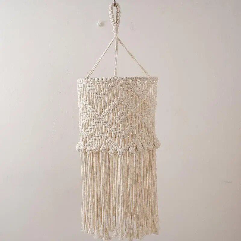 Abat Jour Macramé a Franges en Coton