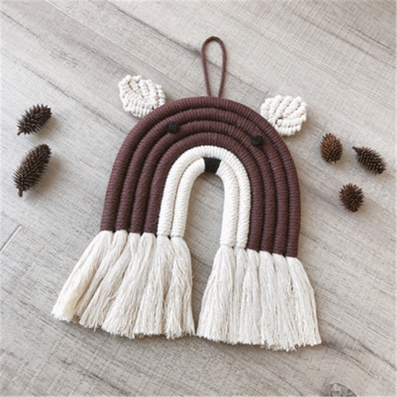 Arc en Ciel Macramé Ours Fait Main