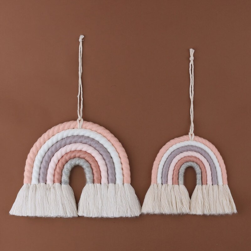 Arc en Ciel Macramé Rose Fait Main