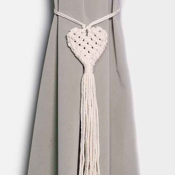 Attache Rideau Macramé Coeur Fait Main