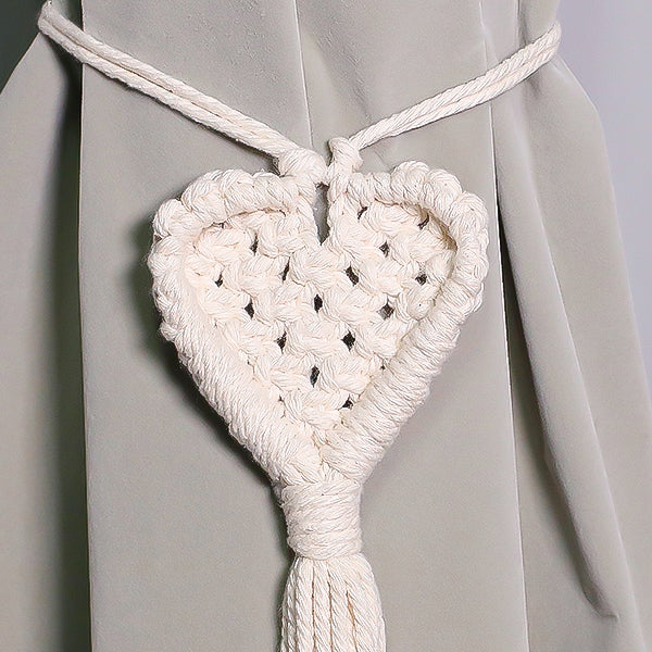 Attache Rideau Macramé Coeur Fait Main
