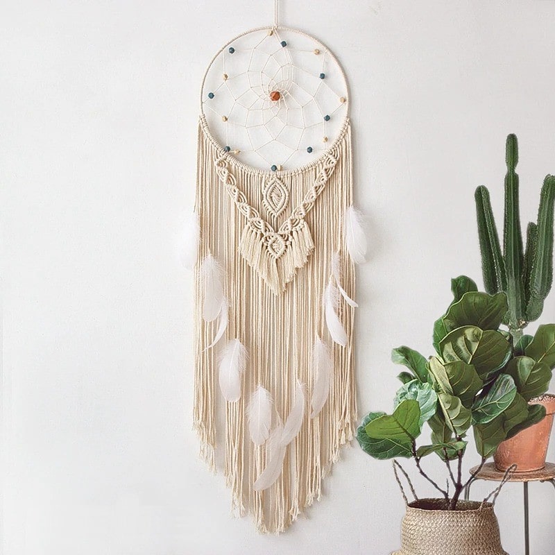 Attrape Rêve Macramé Artisanal en Plumes