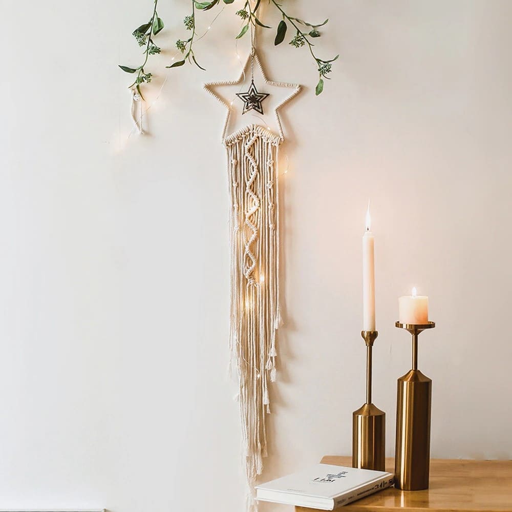 Attrape Rêve Macramé Etoile Naturel