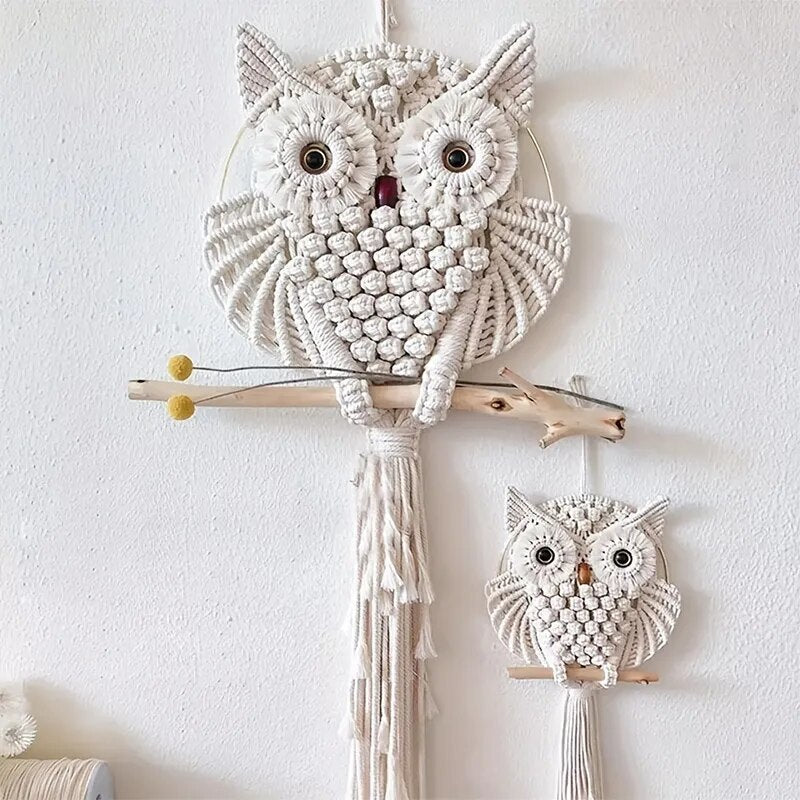 Attrape Rêve Macramé Hibou Décoration