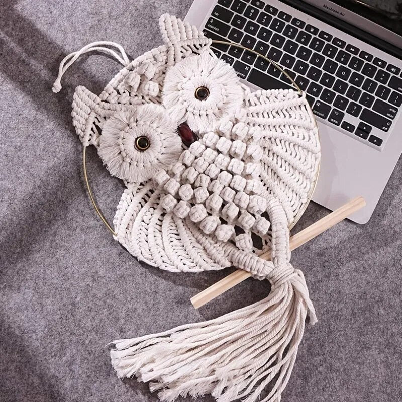 Attrape Rêve Macramé Hibou Décoration