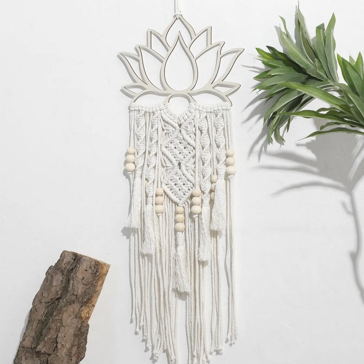 Attrape Rêve Macramé Lotus Naturel