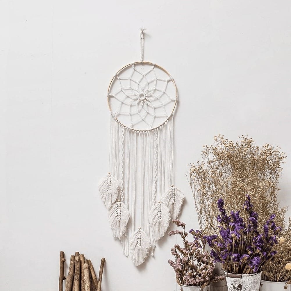 Attrape Rêve Macramé Mandala Naturel