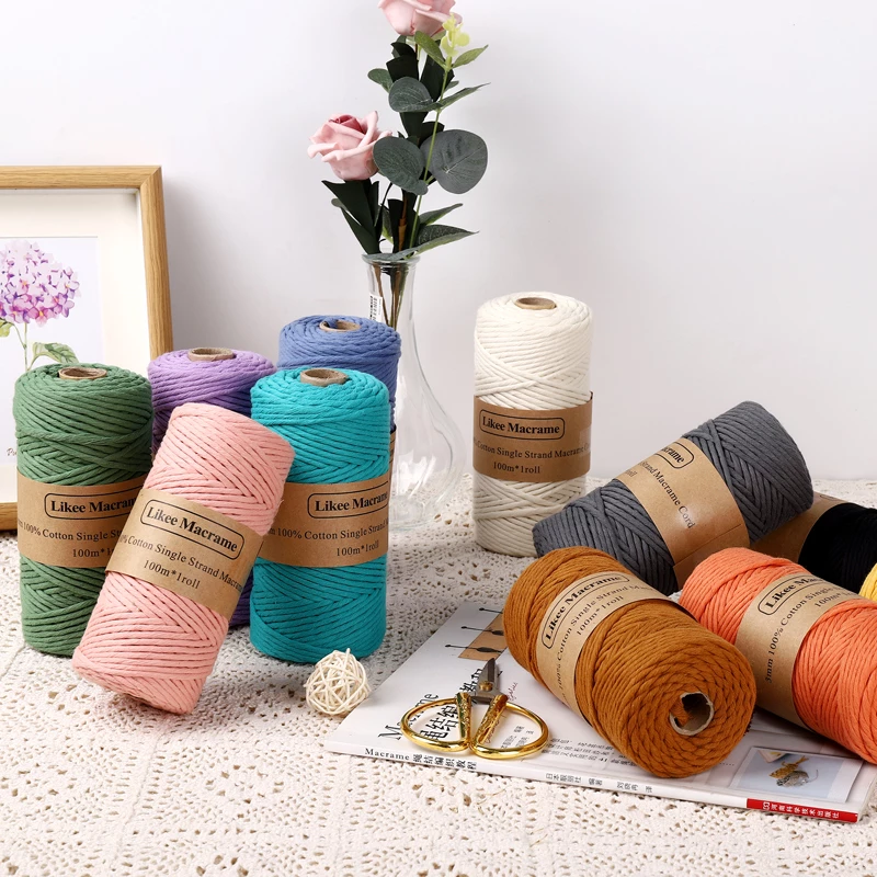 Corde Macramé Peignée 3mm 100m Gris Anthracite Coton