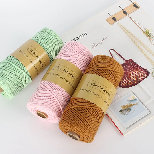 Fil Macramé Torsadé 2mm 150m Marron Naturel