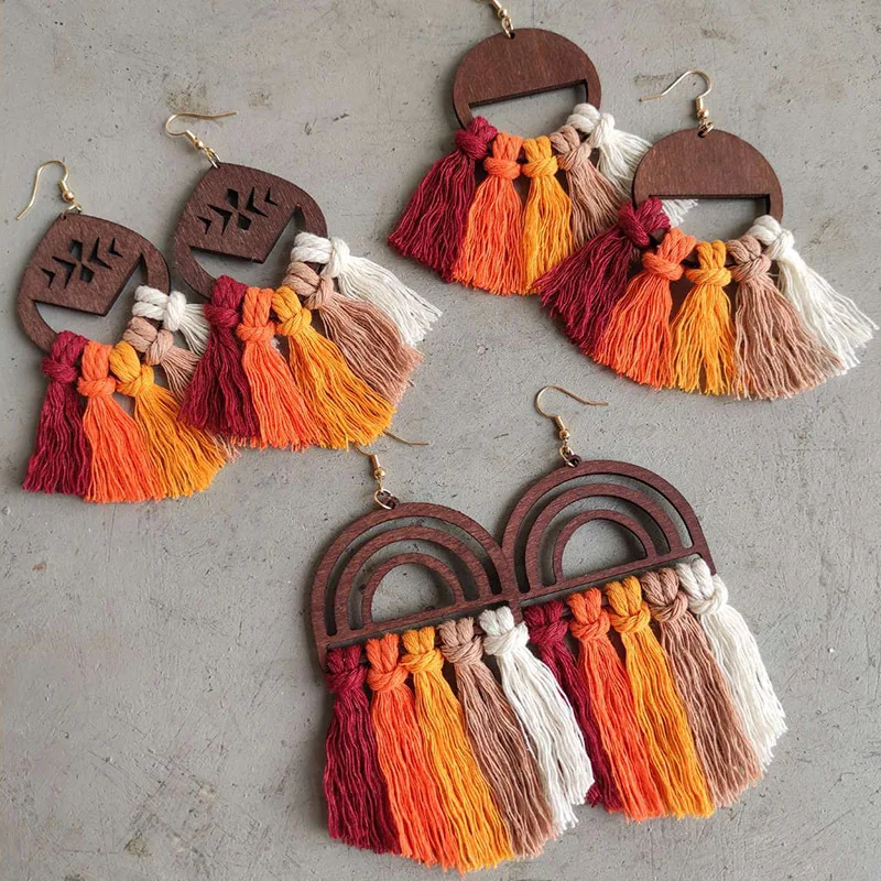 Boucle d'Oreille Boho Chic Bois