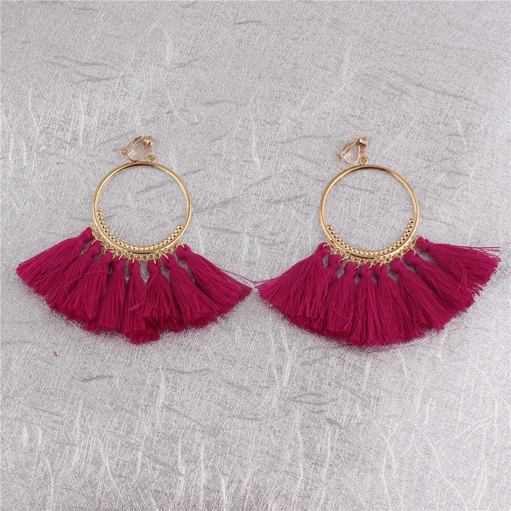 Boucle d'Oreille Macramé Pompon Coton