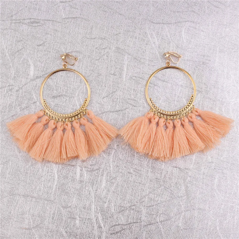 Boucle d'Oreille Macramé Pompon Coton