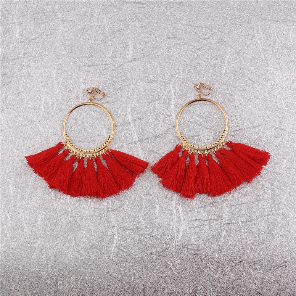 Boucle d'Oreille Macramé Pompon Coton