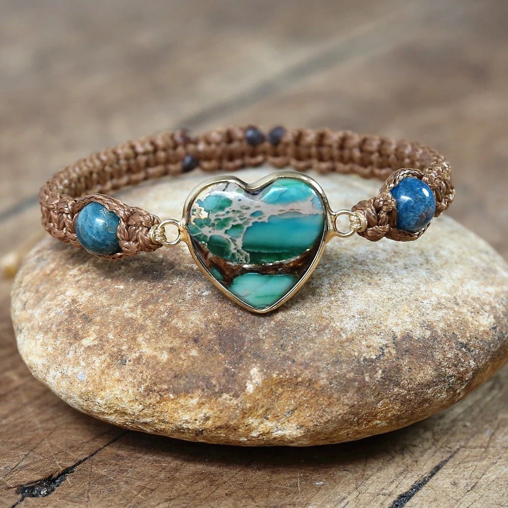 Bracelet Coeur Macramé Pierre