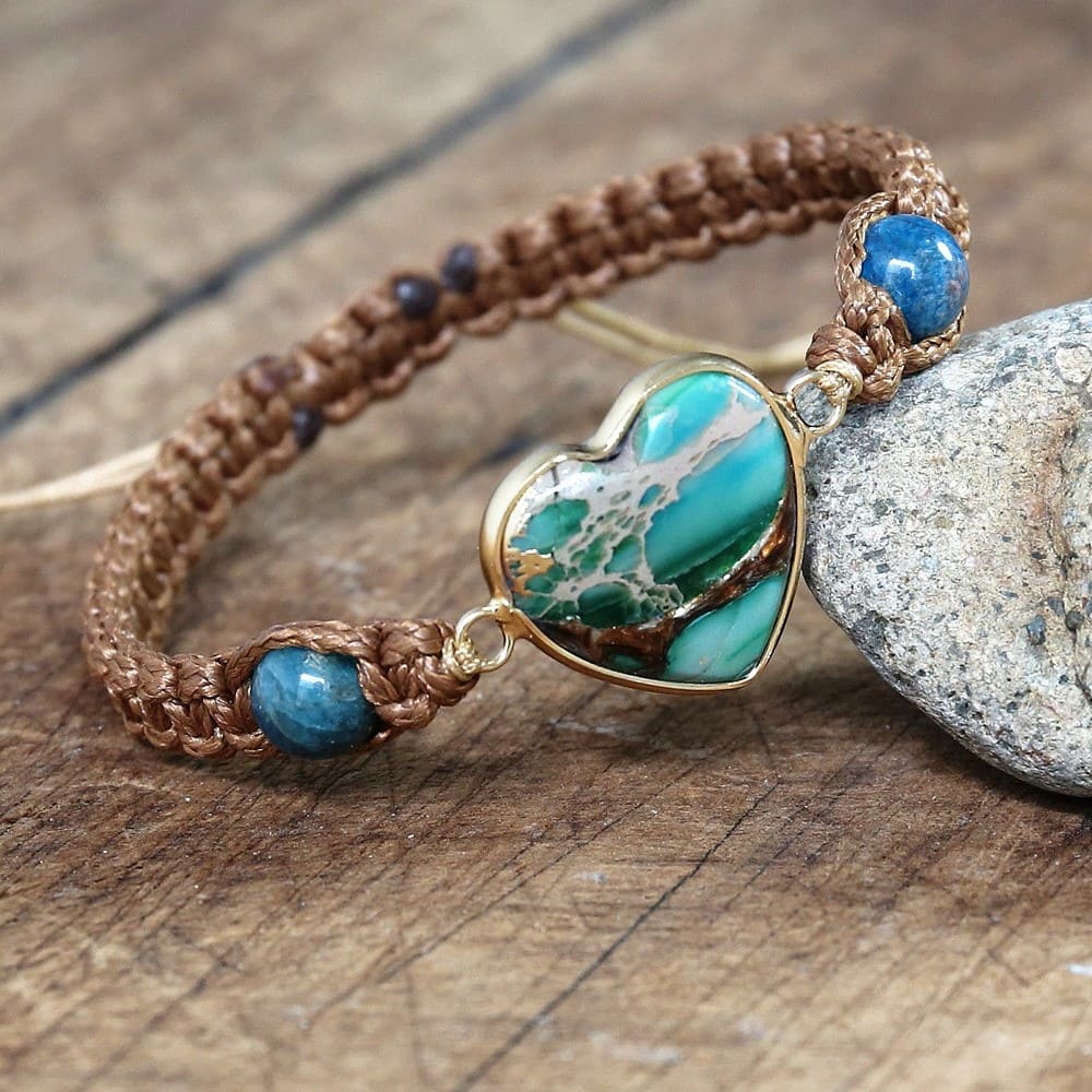 Bracelet Coeur Macramé Pierre