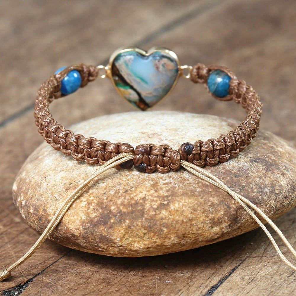 Bracelet Coeur Macramé Pierre