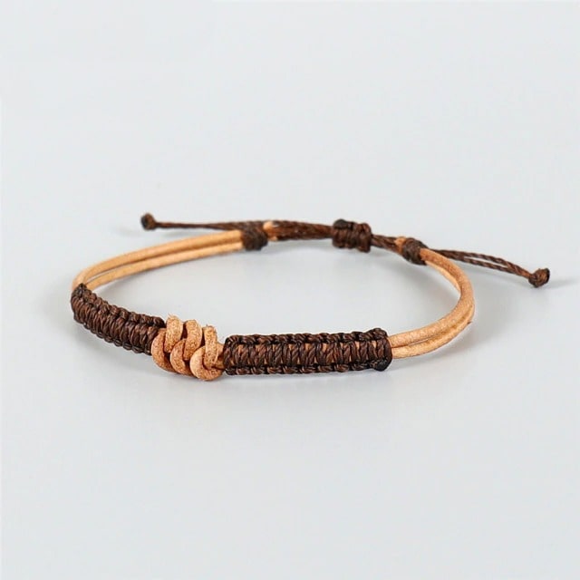 Bracelet Cuir Macramé Coton