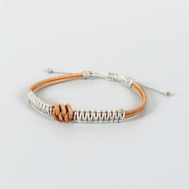 Bracelet Cuir Macramé Coton