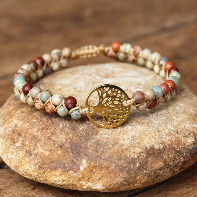 Bracelet Macramé Arbre de Vie Perles