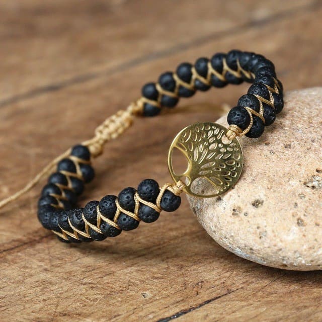 Bracelet Macramé Arbre de Vie Perles