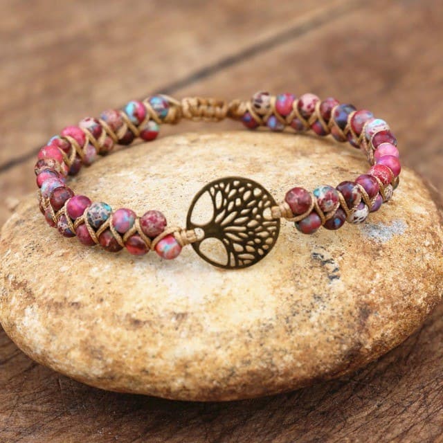 Bracelet Macramé Arbre de Vie Perles