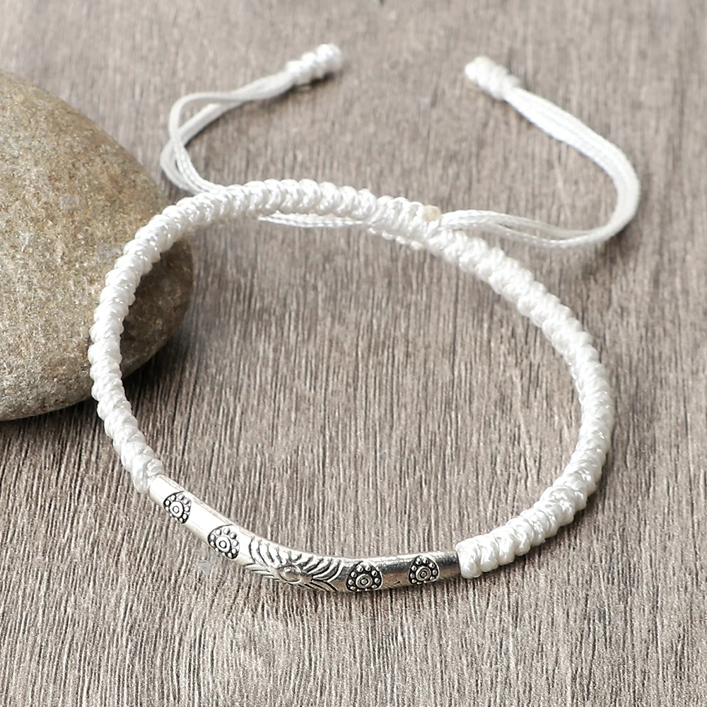 Bracelet Macramé Blanc en Coton