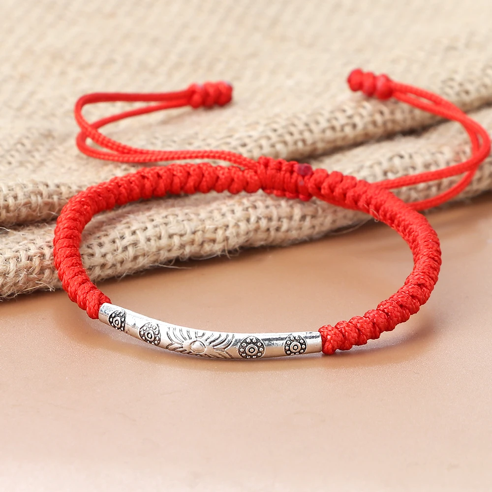 Bracelet Macramé Rouge Fait Main