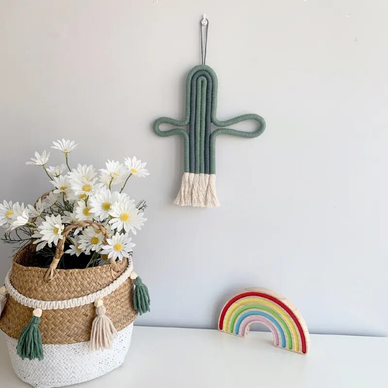 Cactus Mural Macramé Fait Main