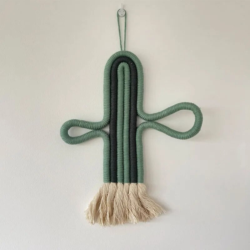 Cactus Mural Macramé Fait Main