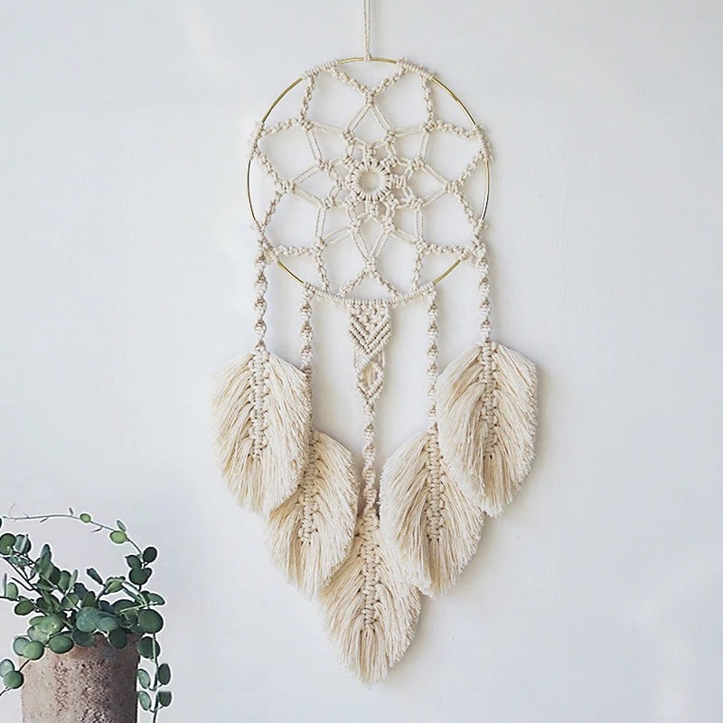 Capteur de Rêve Plume Macramé Fait Main