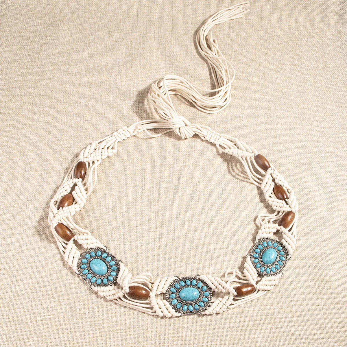 Ceinture Macramé Boho Chic Turquoise