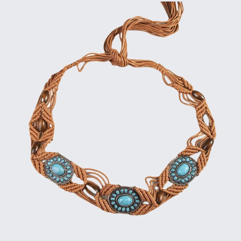 Ceinture Macramé Boho Chic Turquoise