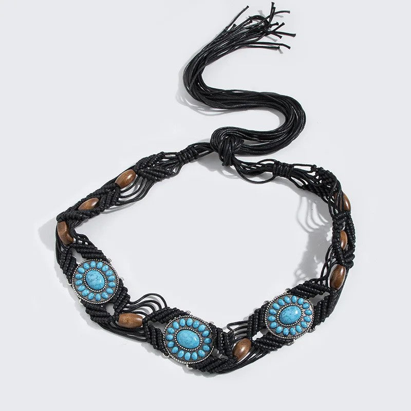 Ceinture Macramé Boho Chic Turquoise