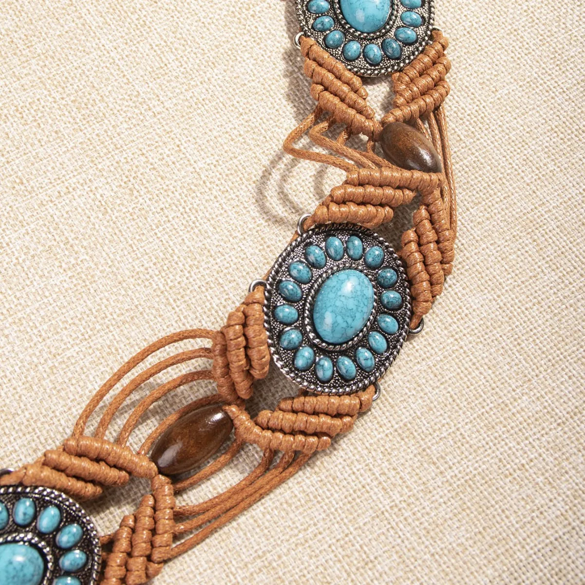 Ceinture Macramé Boho Chic Turquoise