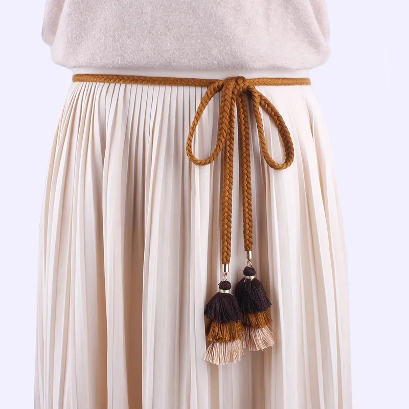 Ceinture Macramé Pompons Noire