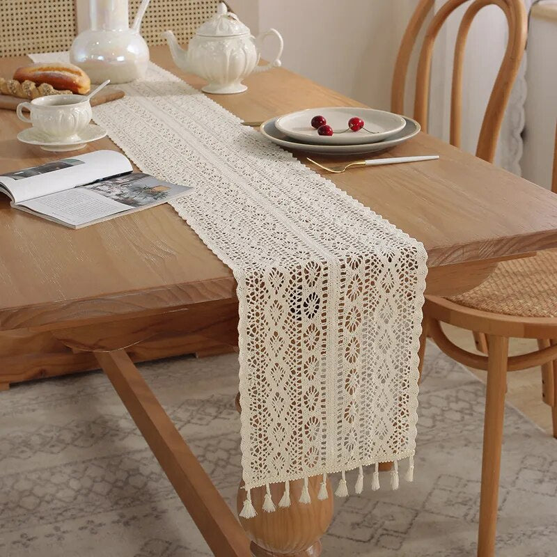 Chemin de Table Macramé Coton Naturel