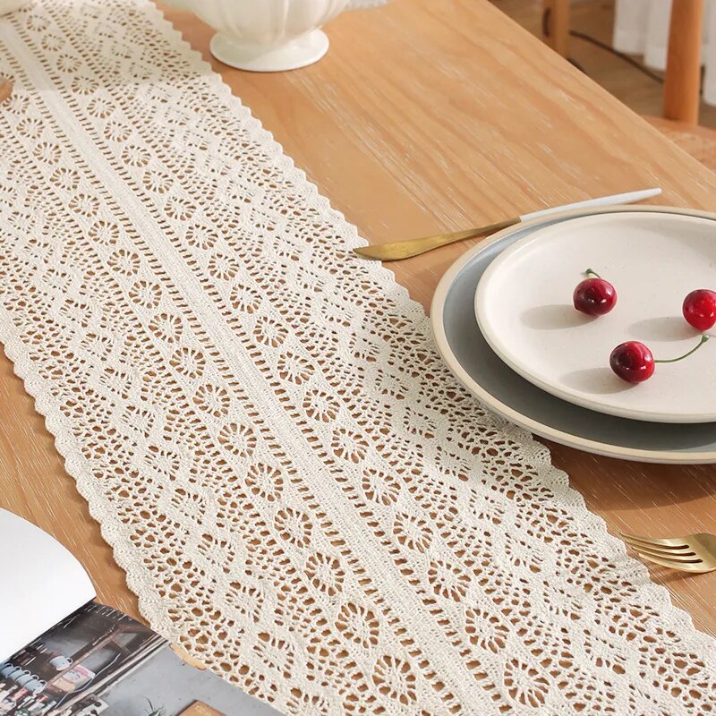 Chemin de Table Macramé Coton Naturel