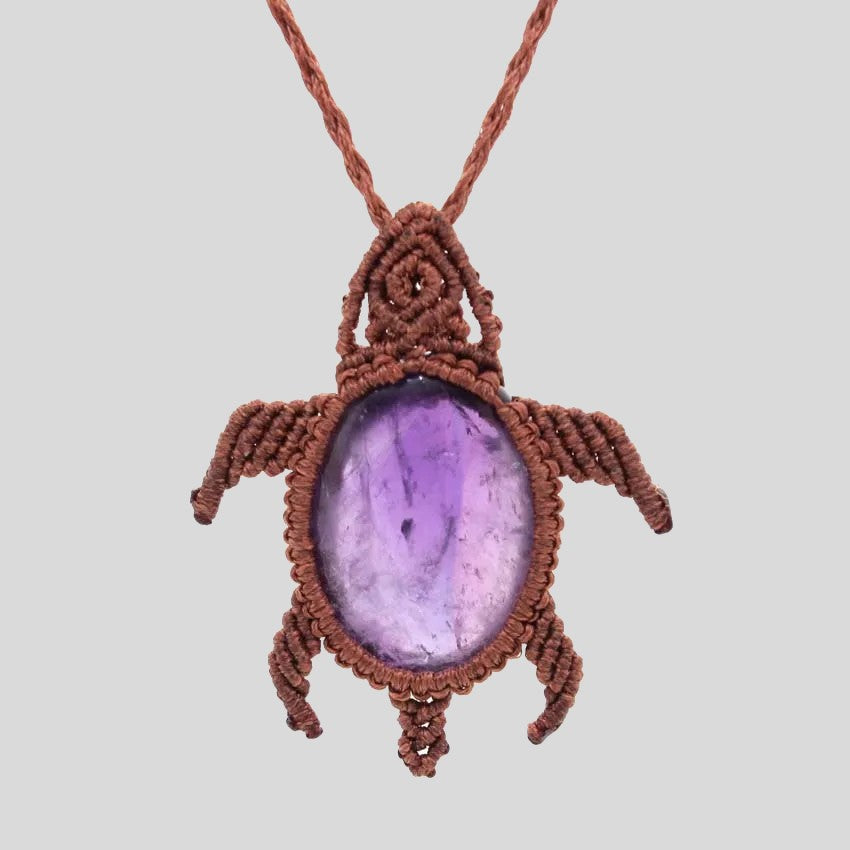 Collier Macramé Tortue Naturelle