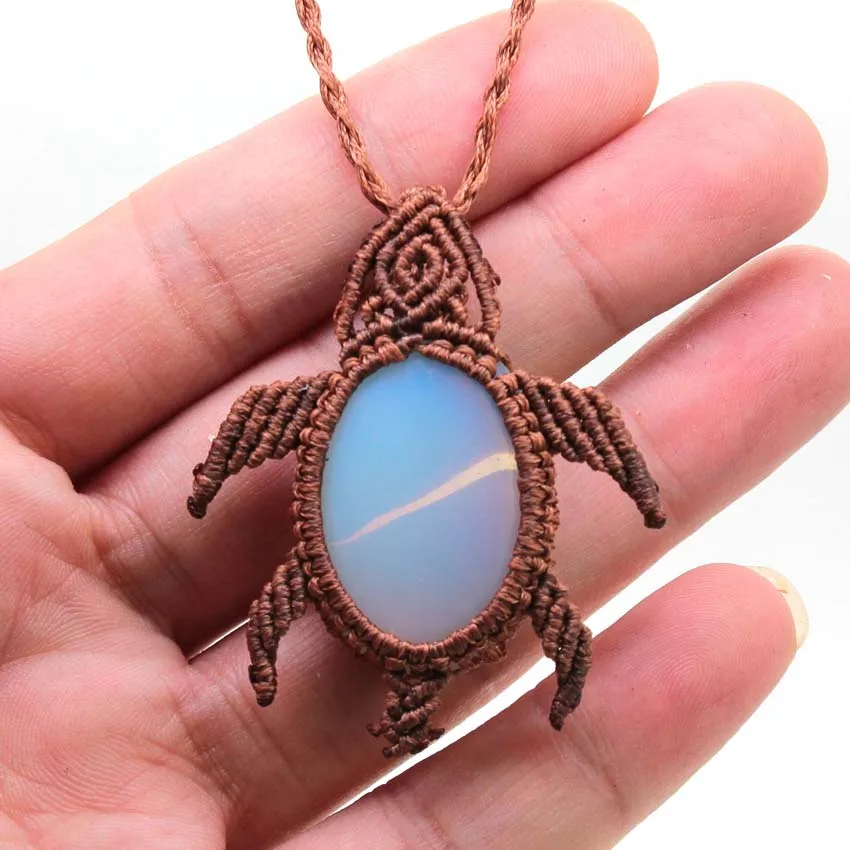 Collier Macramé Tortue Naturelle