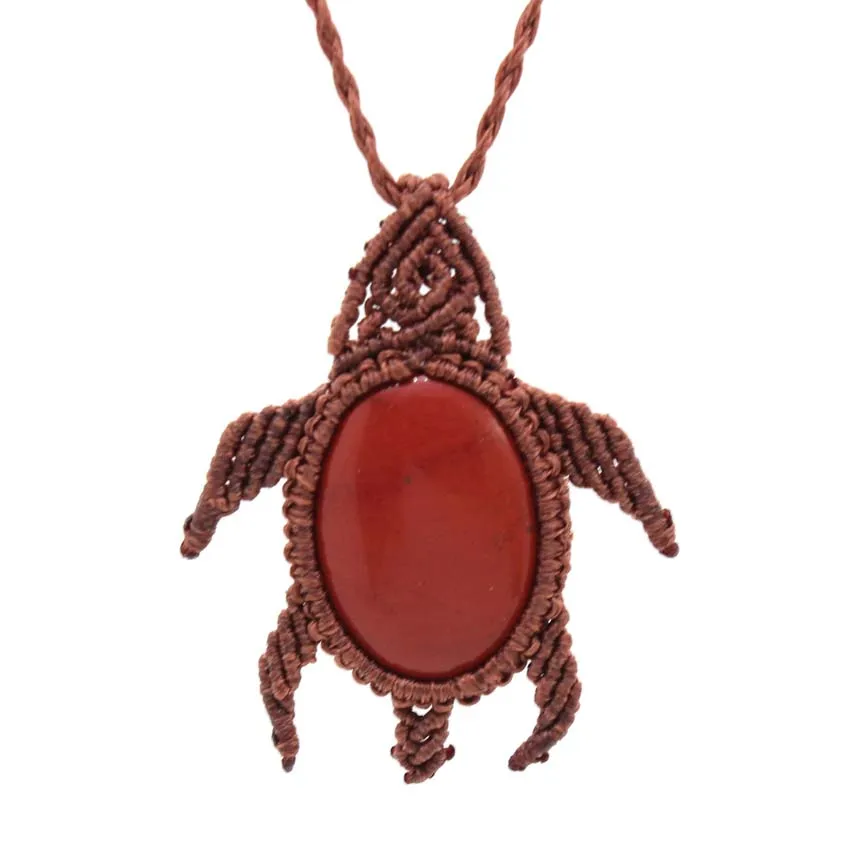 Collier Macramé Tortue Naturelle