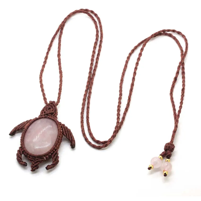 Collier Macramé Tortue Naturelle