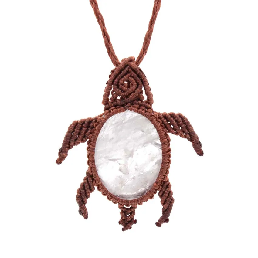 Collier Macramé Tortue Naturelle
