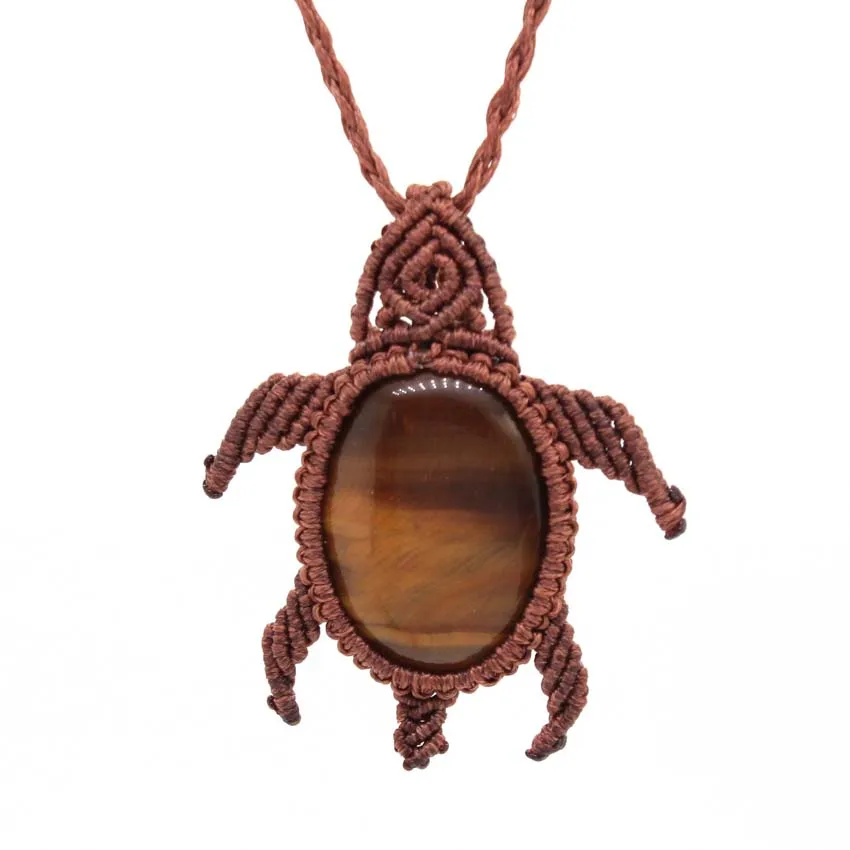 Collier Macramé Tortue Naturelle
