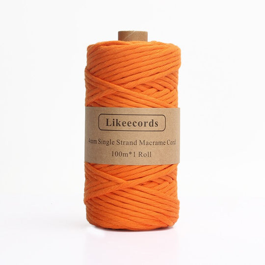 Corde Macramé Peignée 4mm 100m Orange Légère