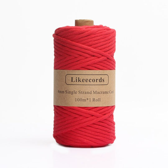 Corde Macramé Peignée 4mm 100m Rouge DIY
