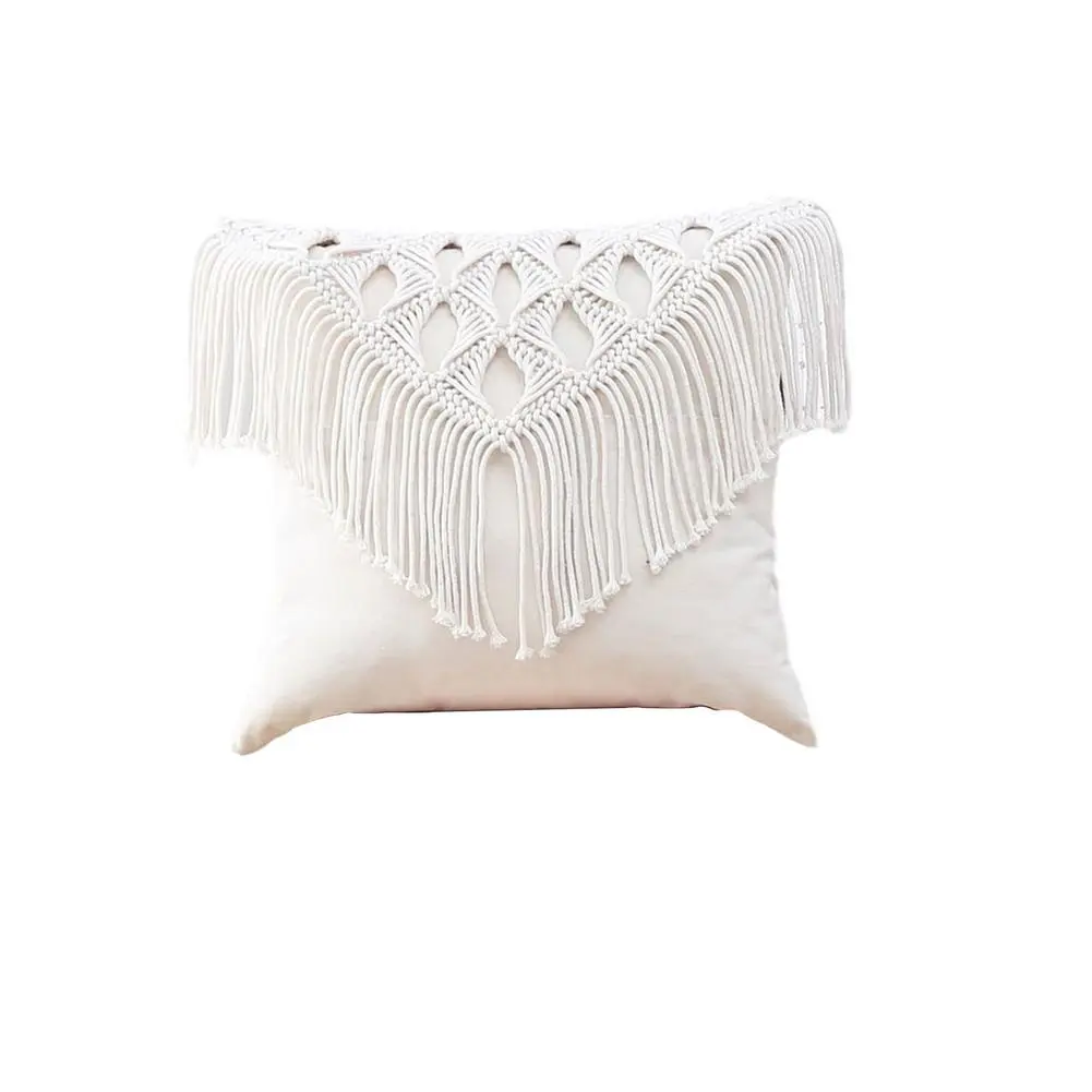 Coussin Macramé Boho Chic Blanc