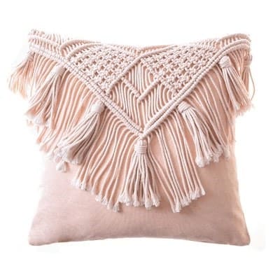 Coussin Macramé Rose Housse